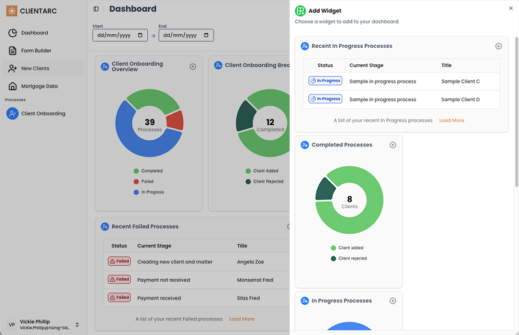 ClientArc add widget